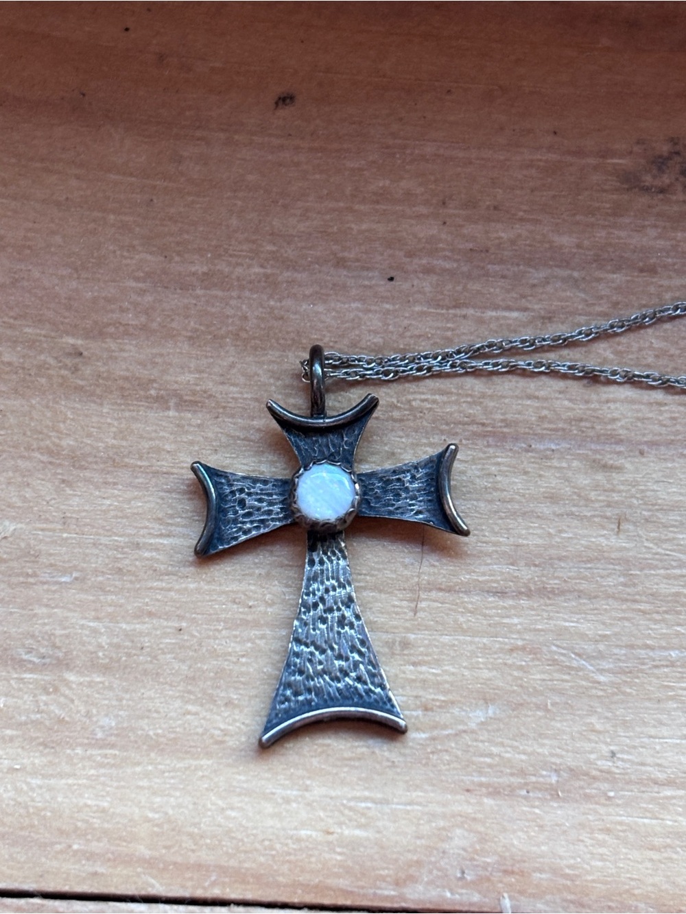 Opal cross necklace